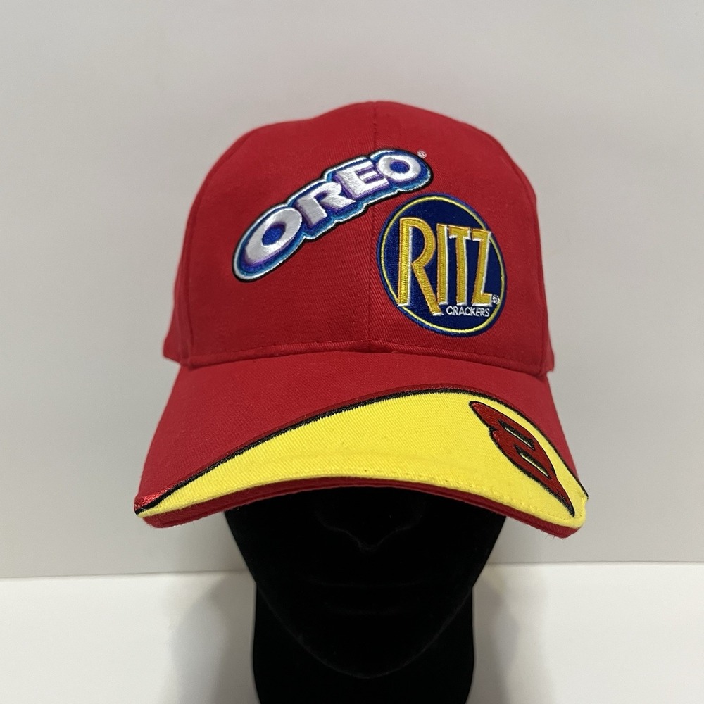 Vintage Dale Jr Oreo Ritz NASCAR Hat Red Yellow Embroidered Adjustable
